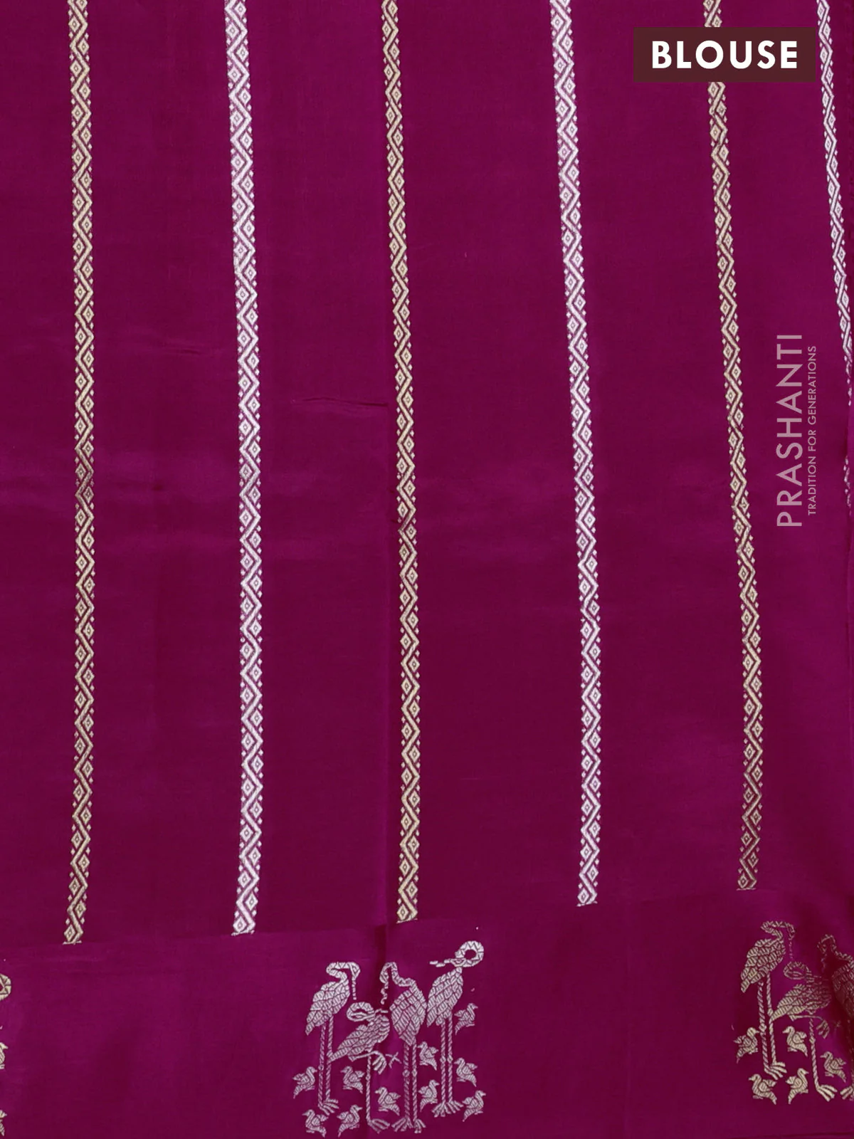 Poona silk saree pink with silver & gold zari woven buttas and satin border - Image 3