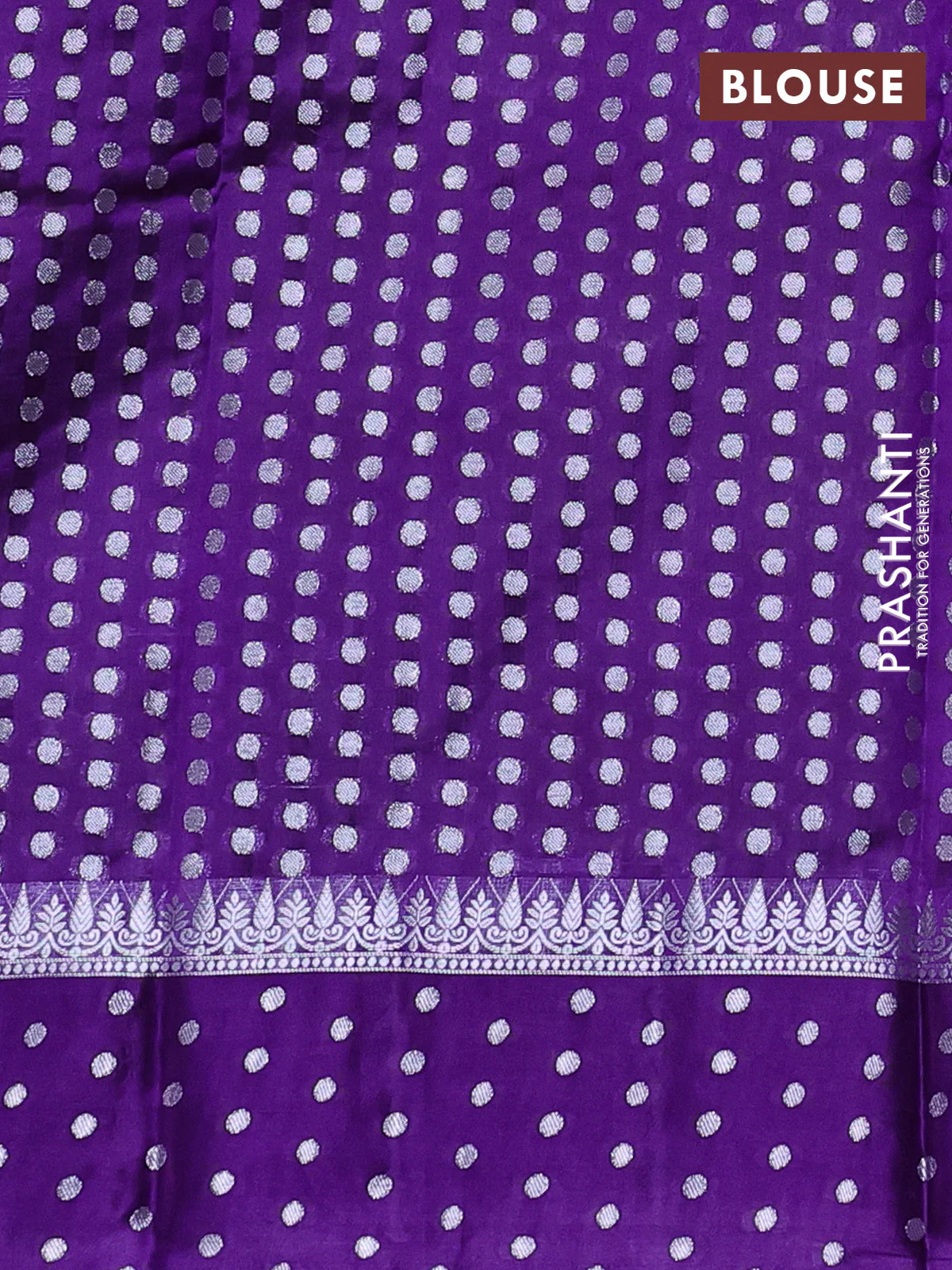 Poona silk saree purple with allover silver zari weaves and silver zari woven butta border - Image 4