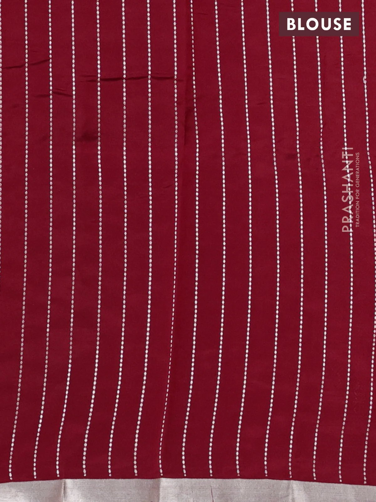 Poona silk saree red with zari woven floral buttas and zari woven piping border - Image 3