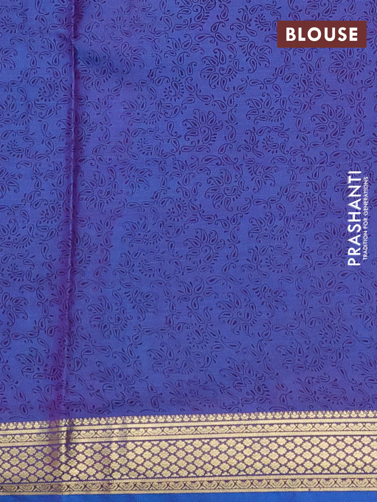 Printed silk saree dual shade of bluish purple with allover prints and zari woven border - Image 3
