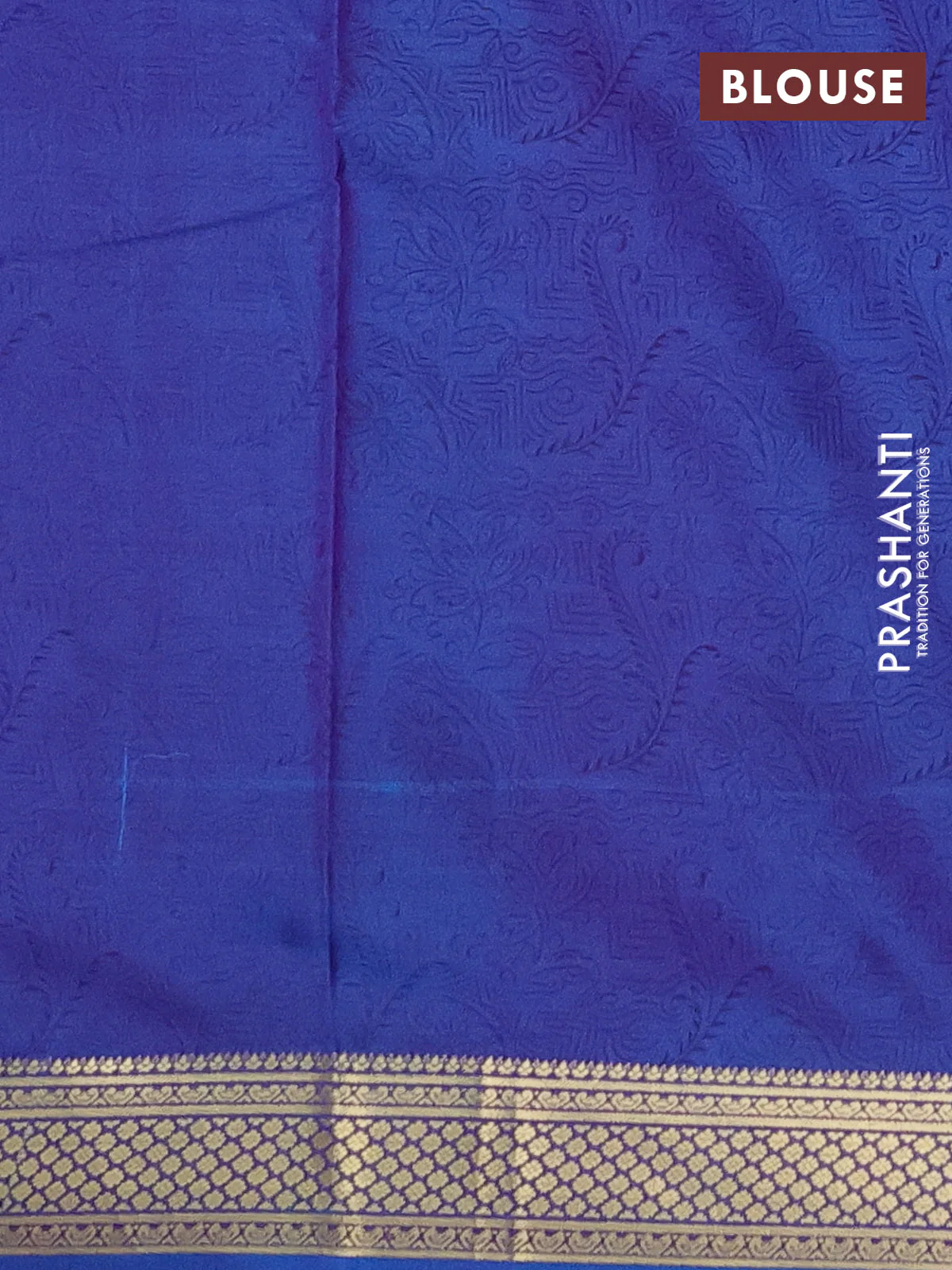 Printed silk saree dual shade of bluish purple with allover prints and zari woven border - Image 3
