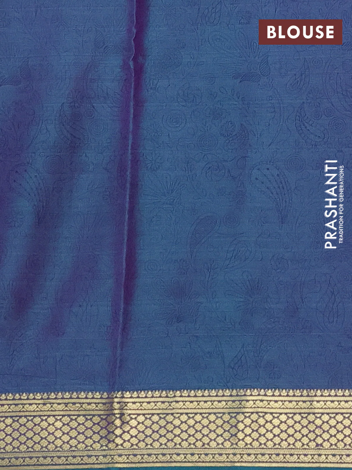 Printed silk saree dual shade of bluish purple with allover prints and zari woven border - Image 3