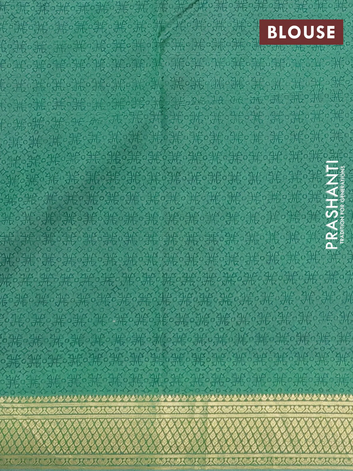 Printed silk saree pastel green with allover prints and zari woven border - Image 3