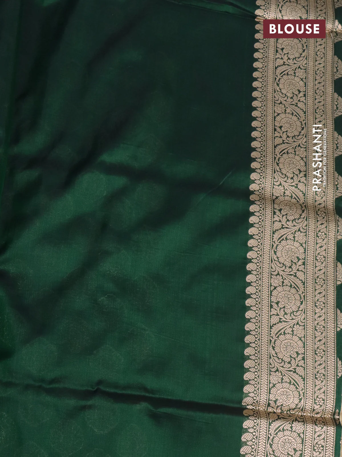 Pure banarasi uppada silk saree green with allover zari woven butta weaves and zari woven border - Image 3