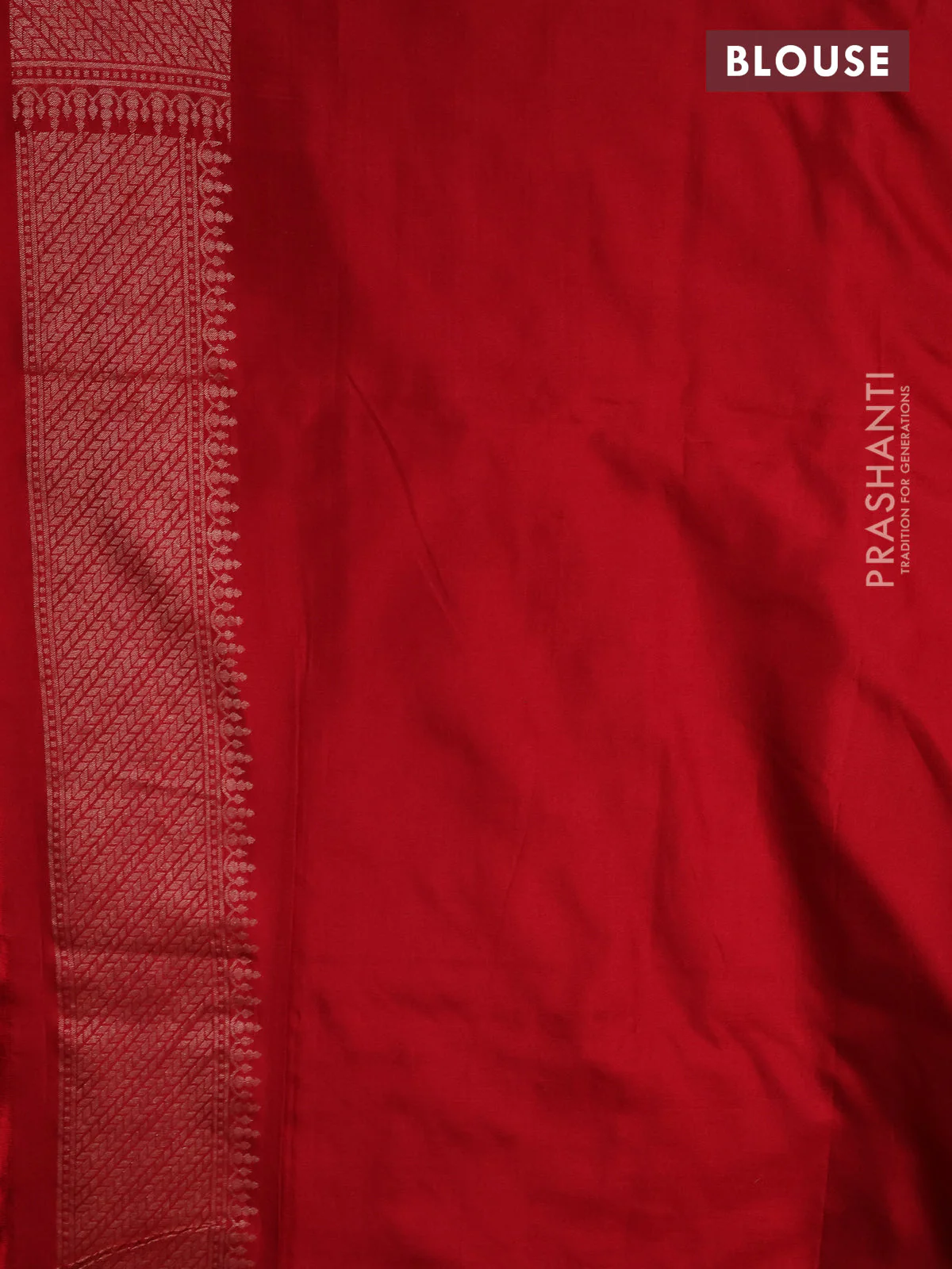 Pure banarasi uppada silk saree red with allover silver & gold zari weaves and zari woven border - Image 3