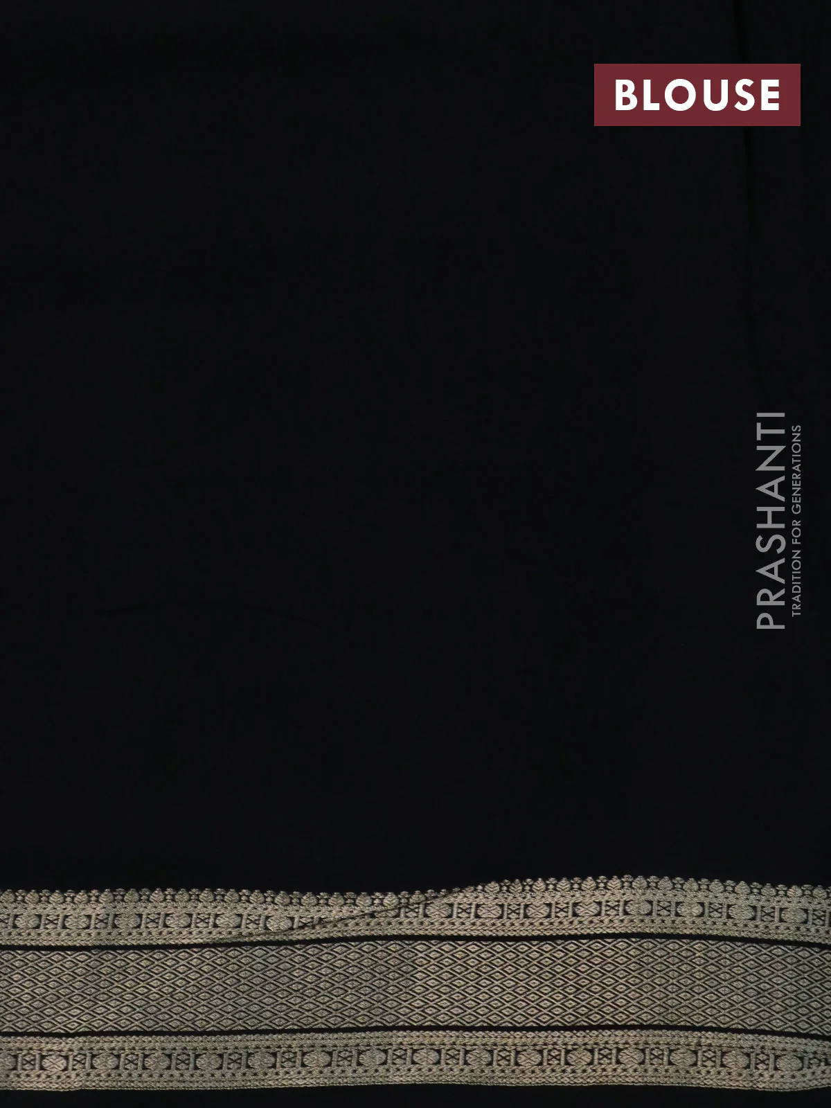 Pure crepe saree black with allover zari weaves & embroidery work and zari woven border - Image 4