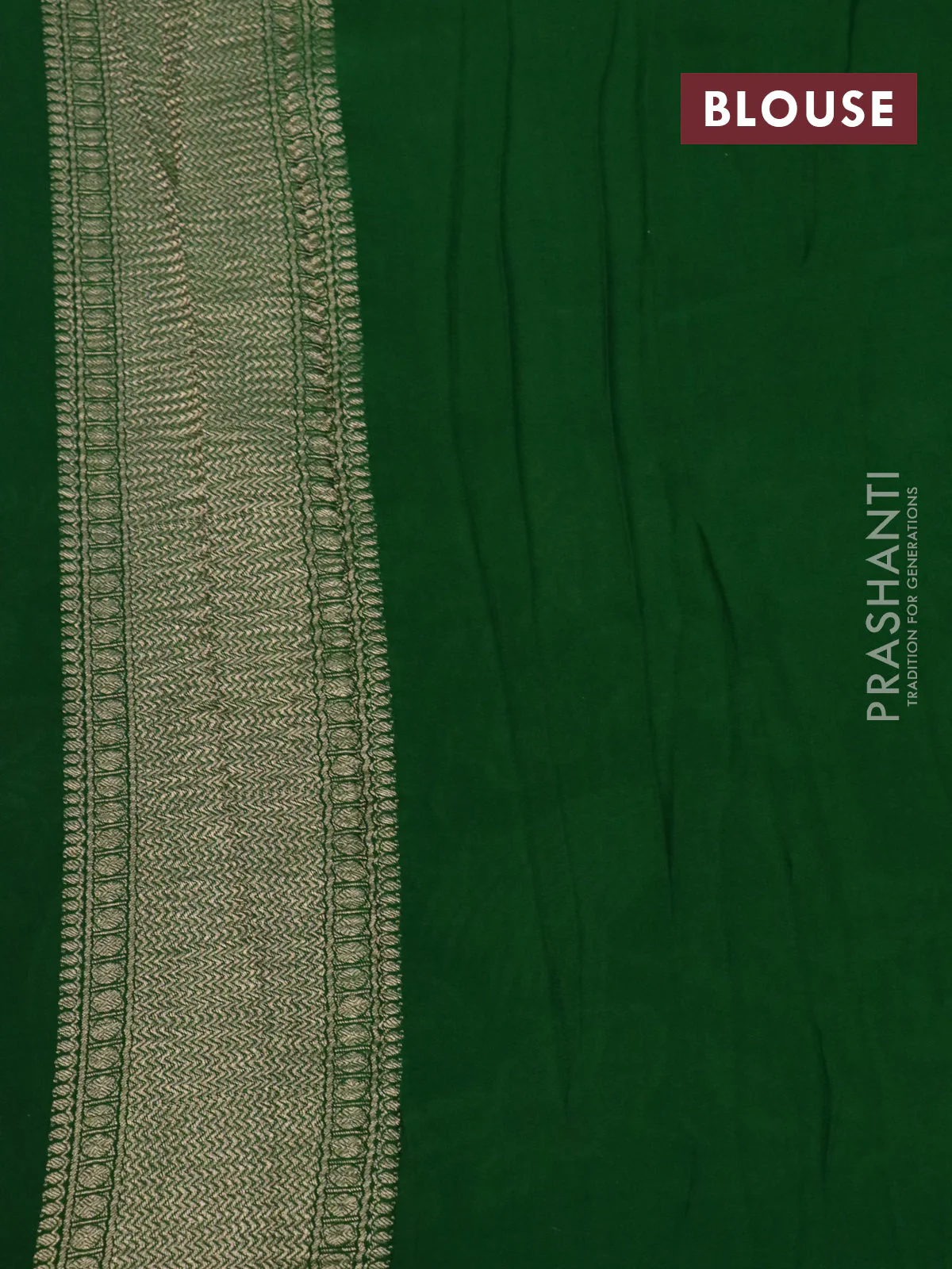 Pure crepe saree green with allover zari weaves & embroidery work and zari woven border - Image 4