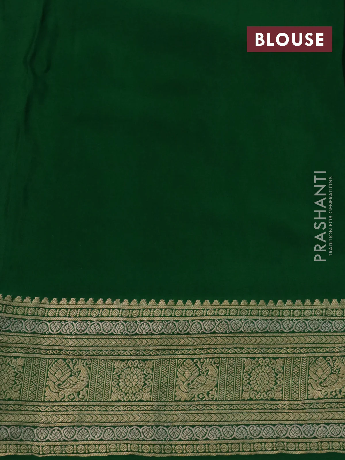 Pure crepe saree green with allover zari weaves & embroidery work and zari woven border - Image 4