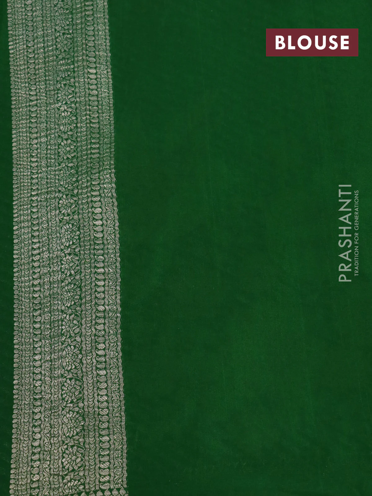 Pure crepe saree green with allover zari woven leheriya weaves & embroidery work and zari woven border - Image 4