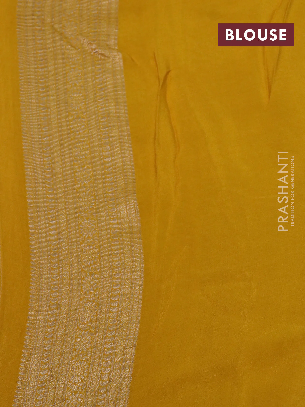 Pure crepe saree mustard yellow with allover zari woven leheriya weaves & embroidery work and zari woven border - Image 4