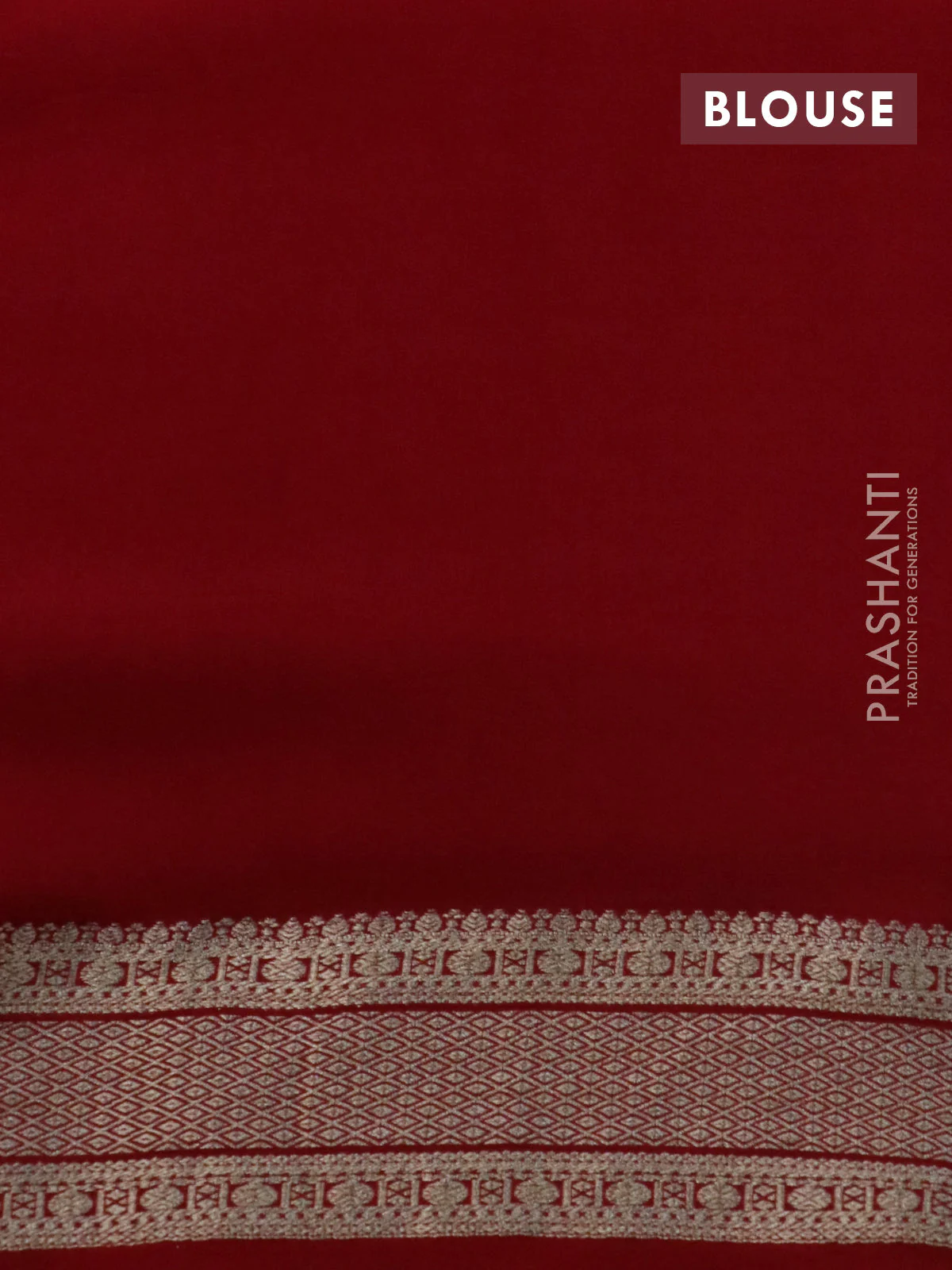 Pure crepe saree red with allover zari weaves & embroidery work and zari woven border - Image 4