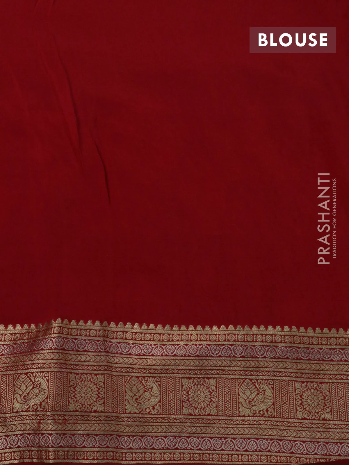Pure crepe saree red with allover zari weaves & embroidery work and zari woven border - Image 4