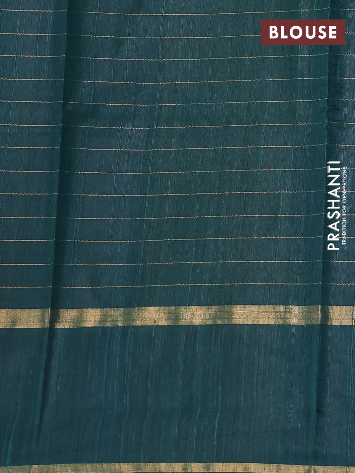 Pure dupion silk saree bottle green with allover checks pattern and floral zari woven border - Image 3