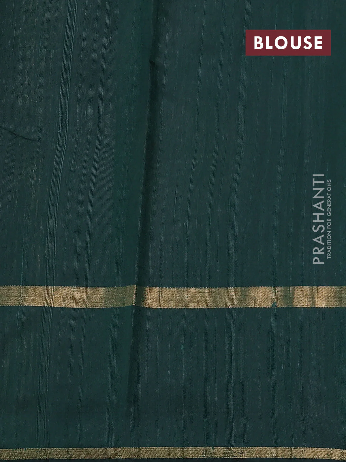 Pure dupion silk saree bottle green with thread & zari woven buttas and woven butta border - Image 3