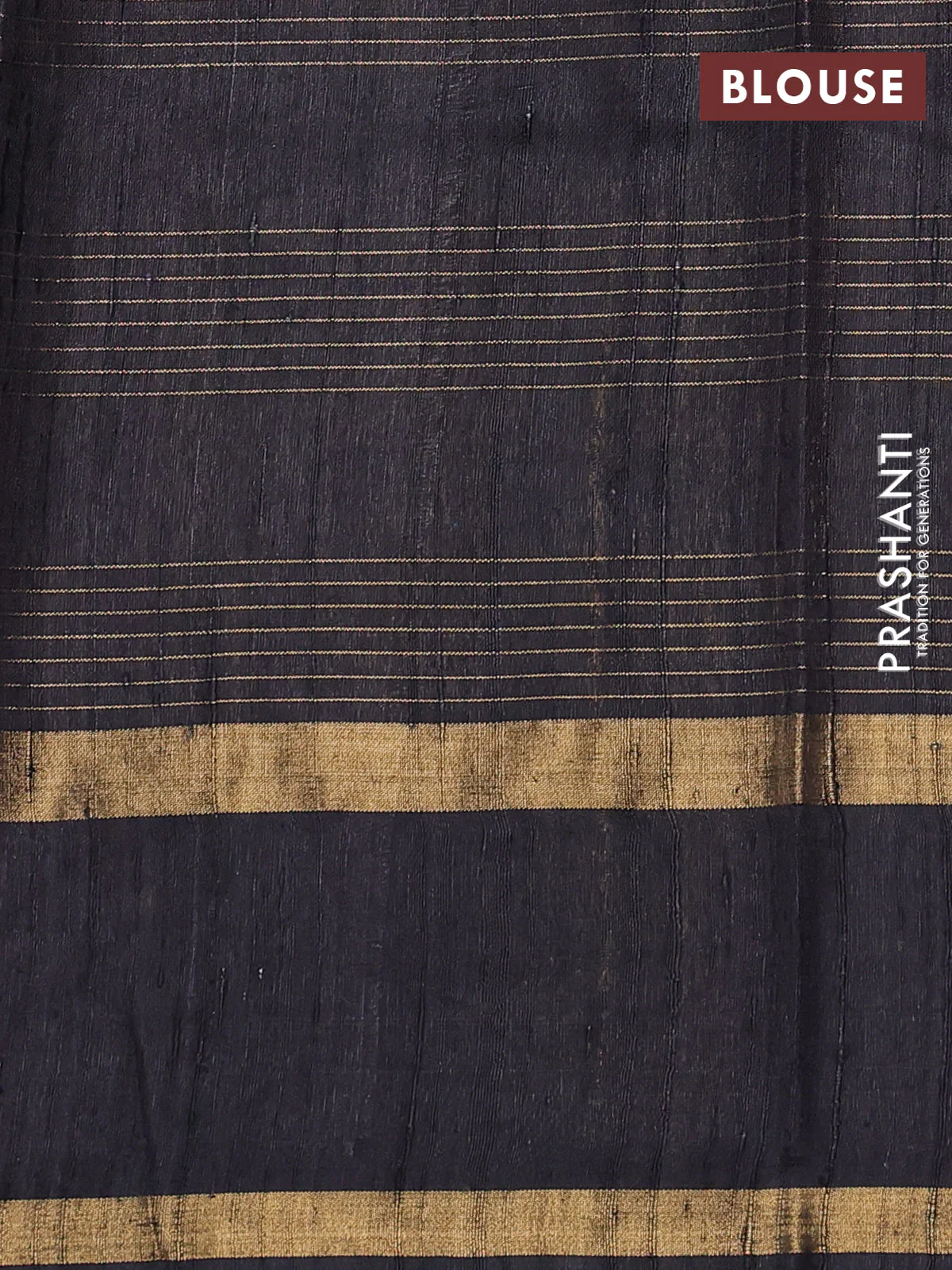 Pure dupion silk saree brown and black with allover zari woven checked pattern and paisley zari woven border - Image 3