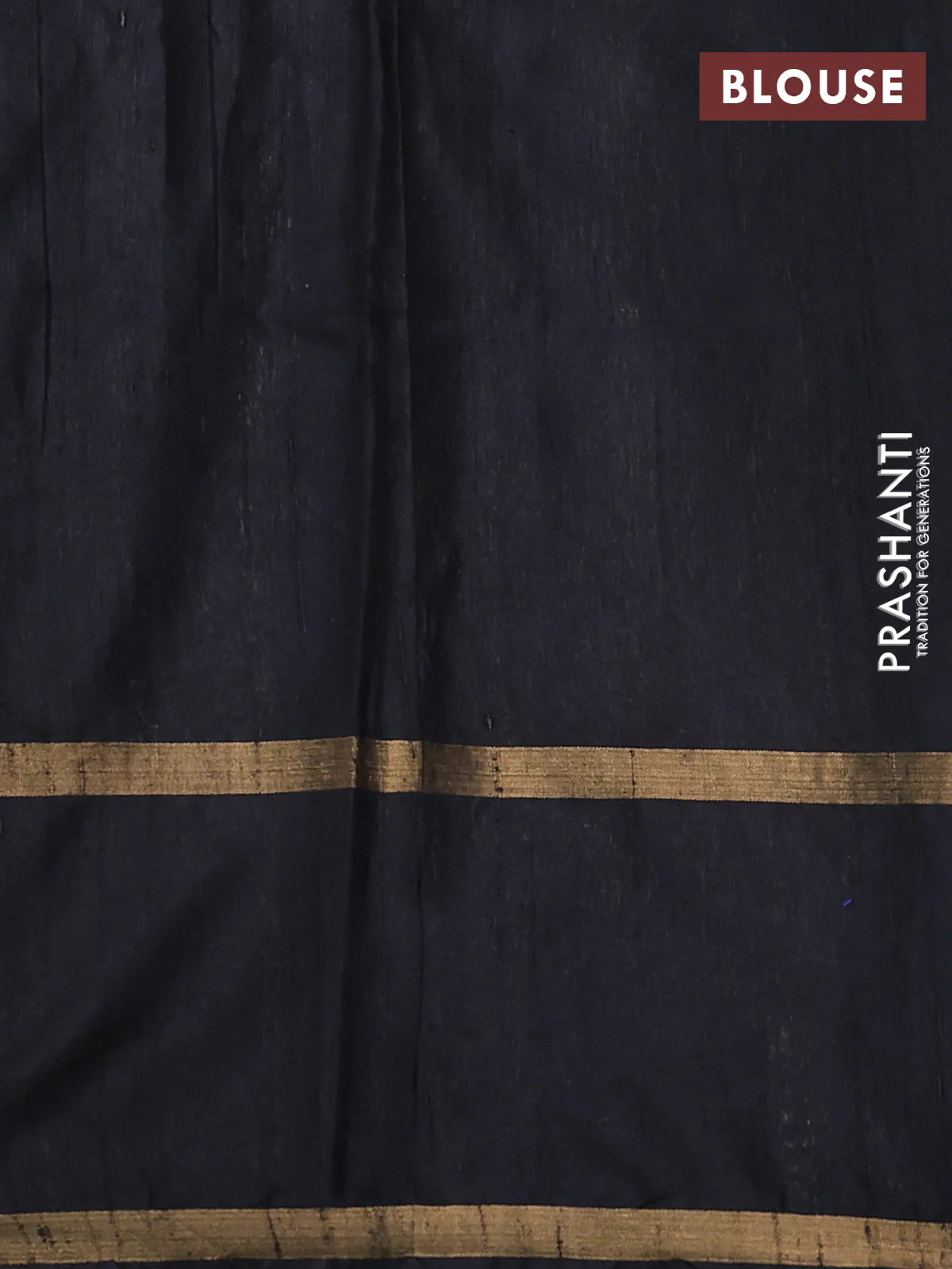 Pure dupion silk saree brown and navy blue with zari woven buttas and long zari woven border - Image 3