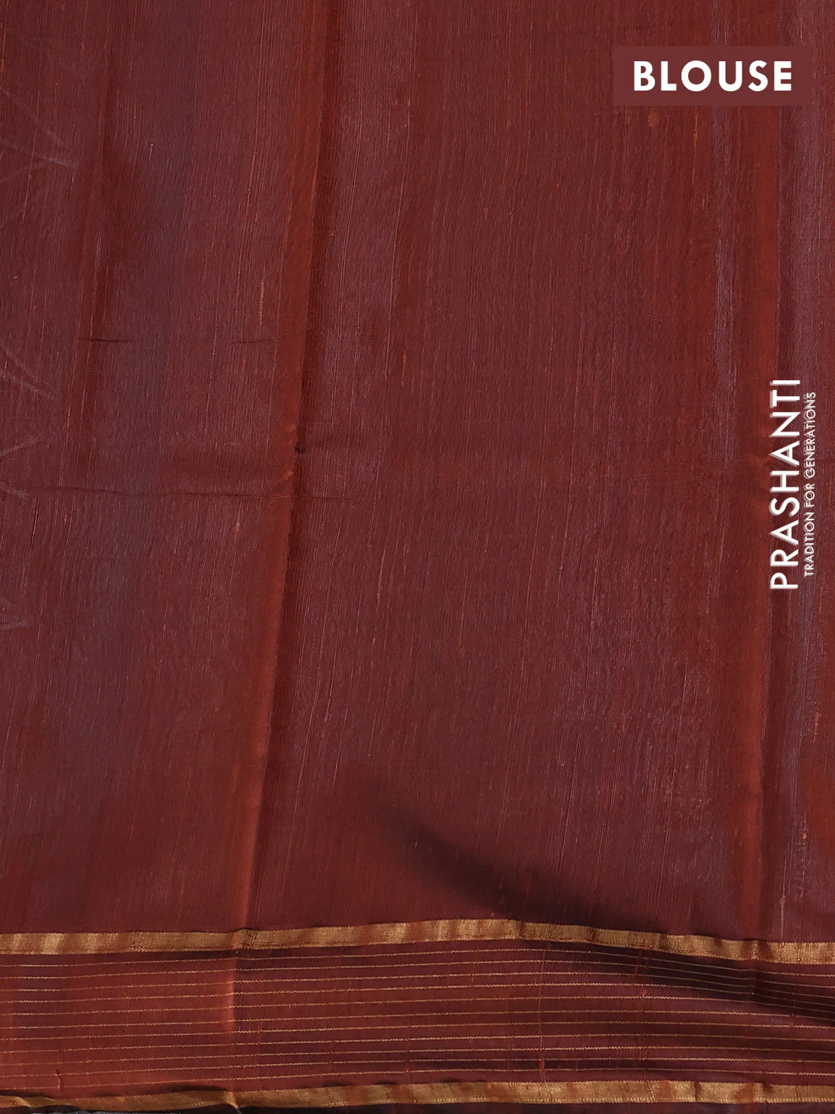 Pure dupion silk saree brown with zari woven buttas and zari woven border - Image 3