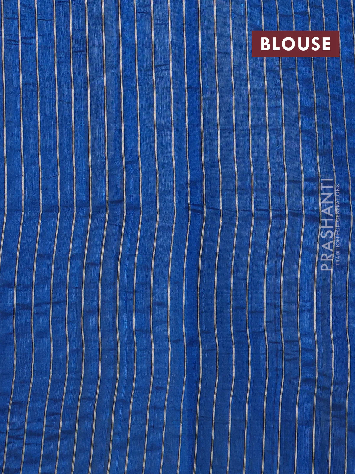 Pure dupion silk saree cs blue and beige with thread woven buttas and temple design border - Image 3