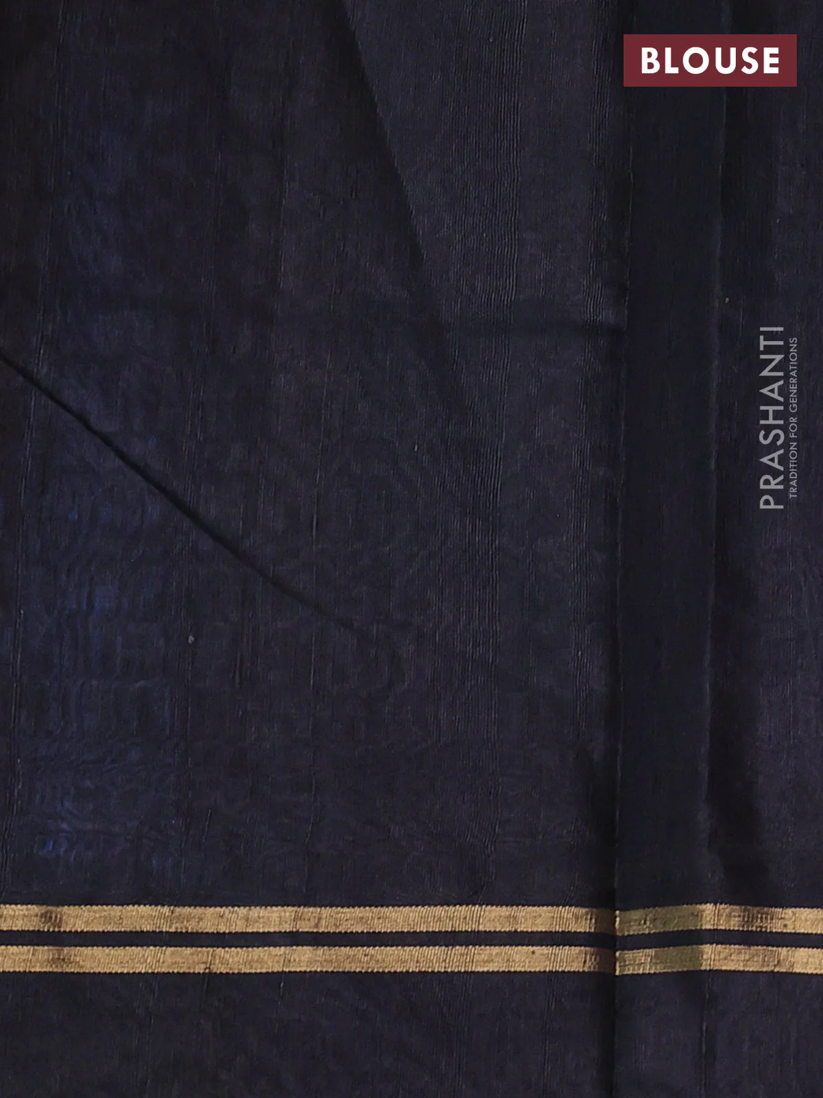 Pure dupion silk saree cs blue and black with allover zari weaves and zari woven simple border - Image 3