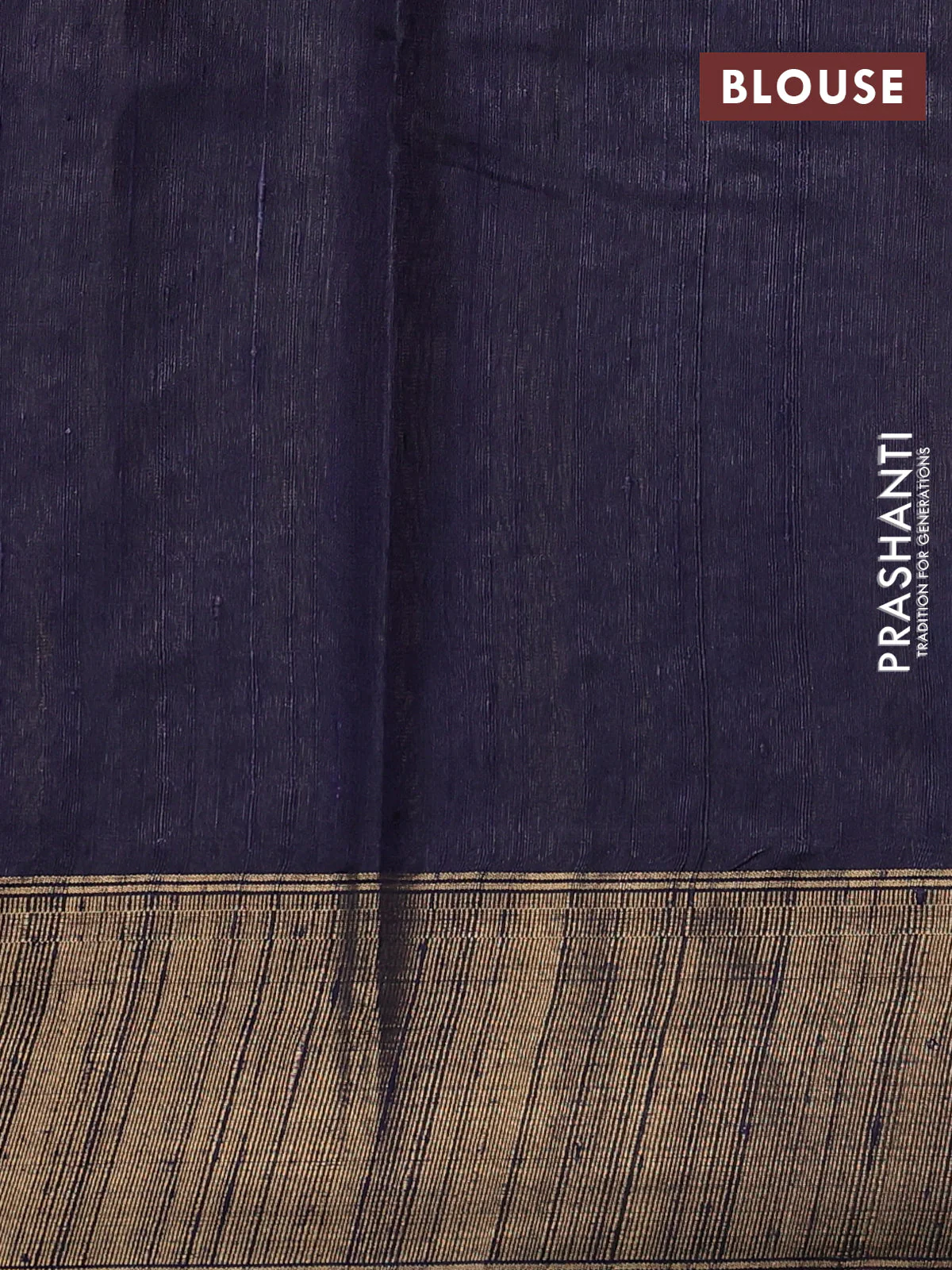 Pure dupion silk saree cs blue and navy blue with allover zari weaves and temple design zari woven border - Image 3