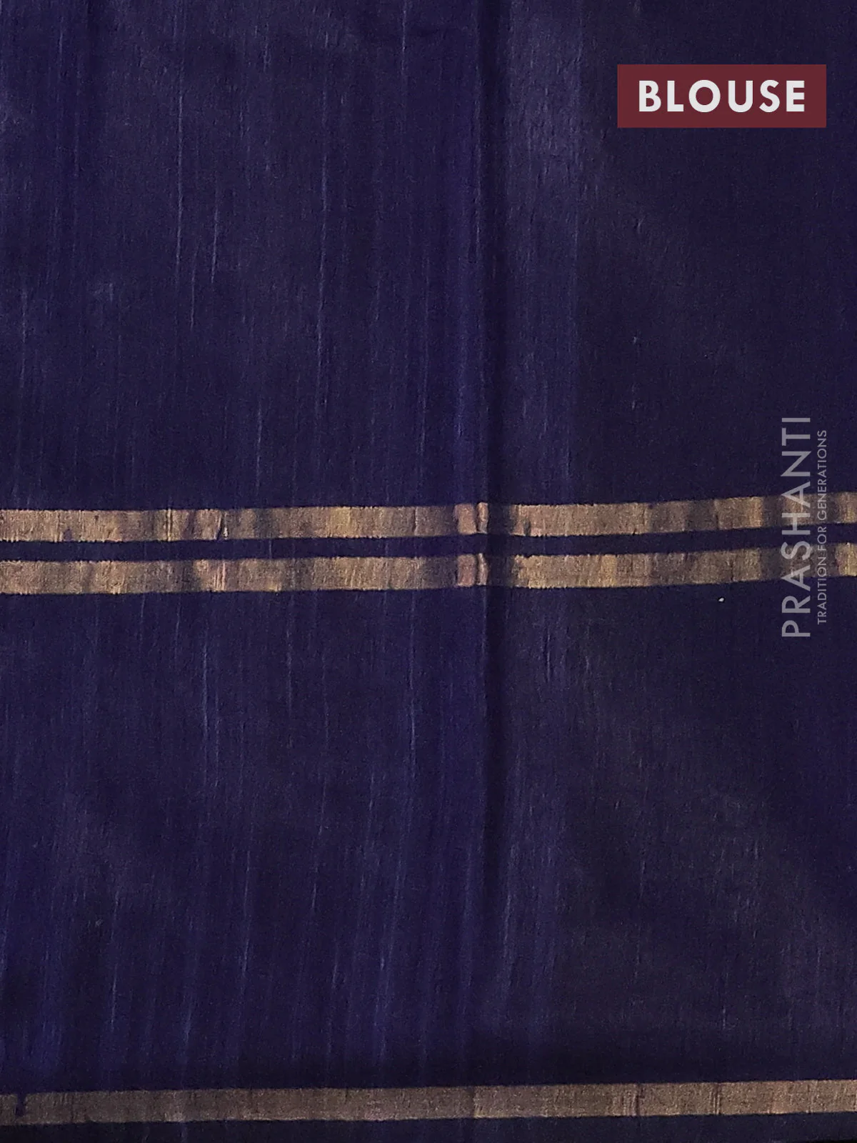 Pure dupion silk saree cs blue and navy blue with plain body and zari woven border - Image 3