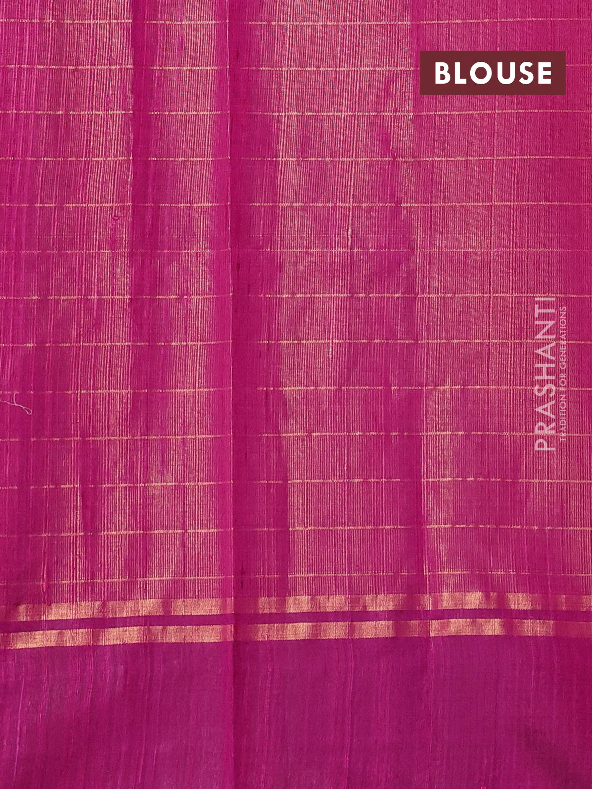 Pure dupion silk saree cs blue and pink with allover zari woven checked pattern and silver & zari woven butta border - Image 3