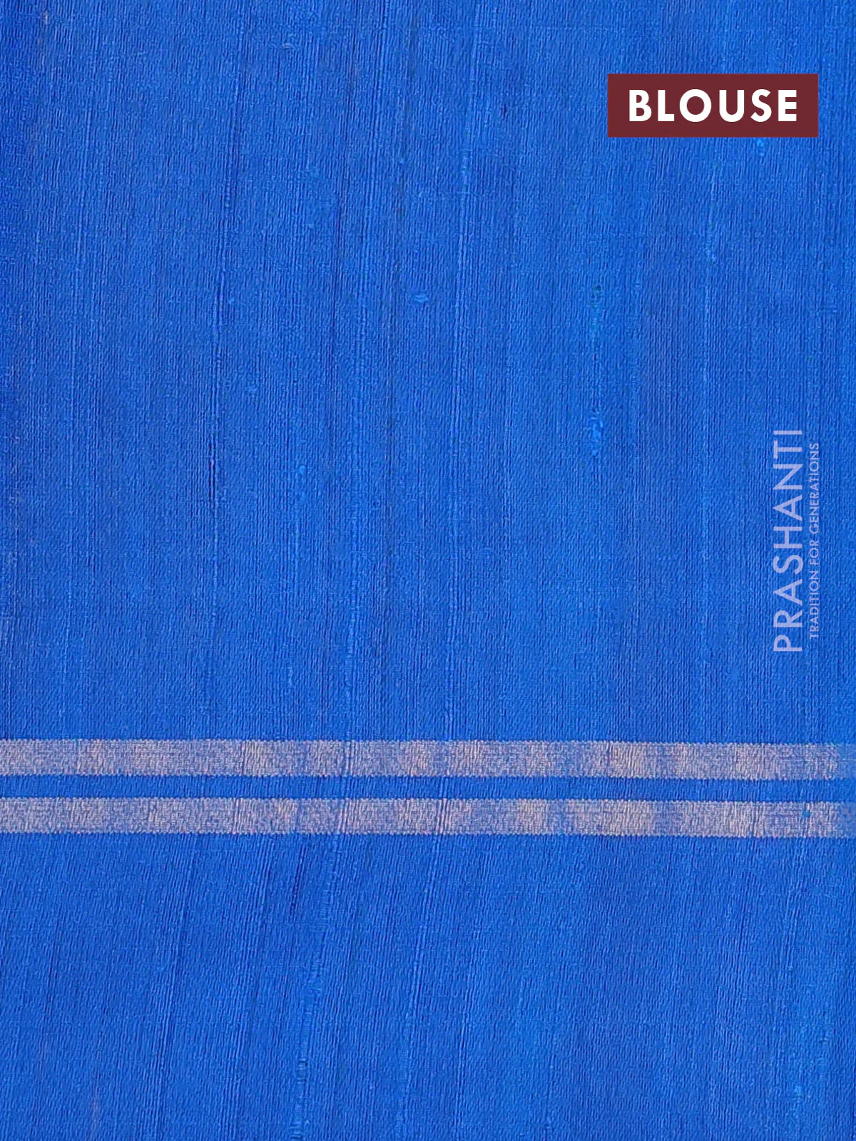 Pure dupion silk saree cs blue with allover zari weaves and zari woven simple border - Image 3
