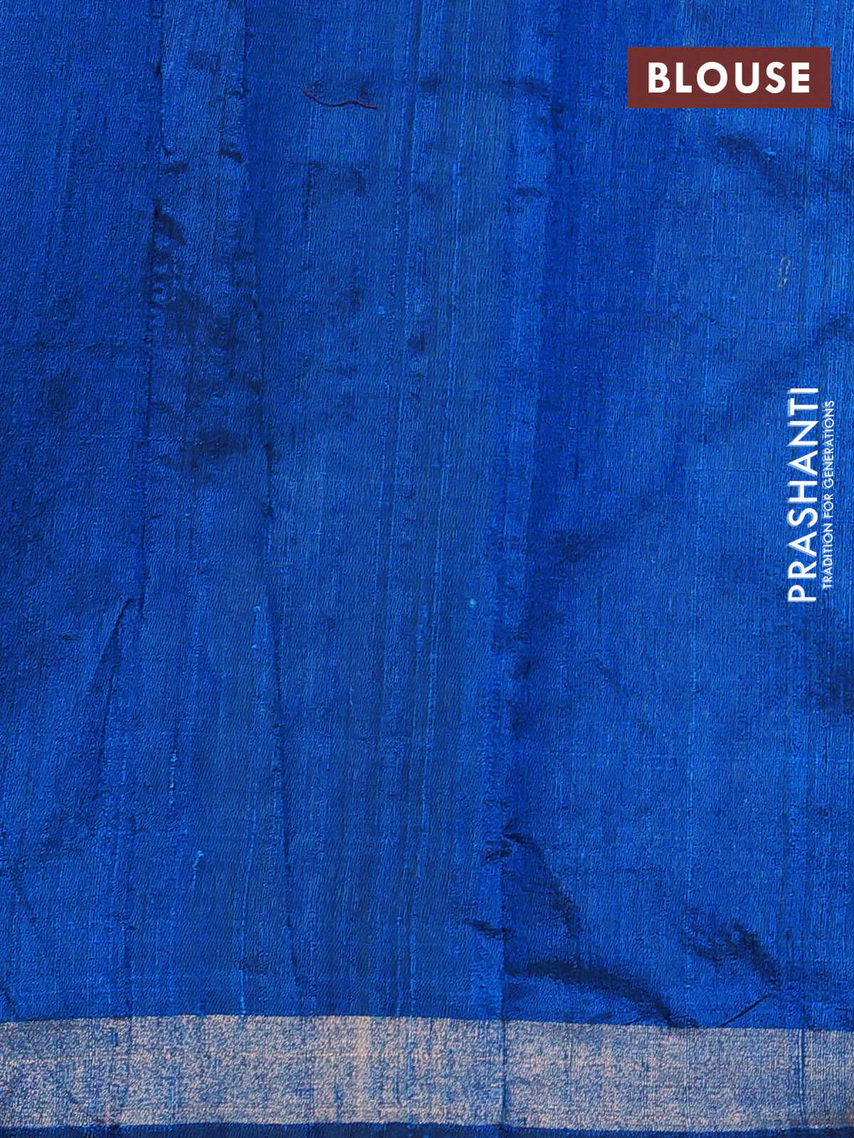 Pure dupion silk saree cs blue with thread & zari woven paisley buttas and zari woven border - Image 3