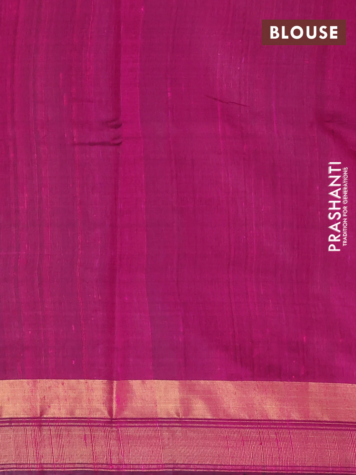 Pure dupion silk saree green and pink with plain body and temple design zari woven border - Image 3