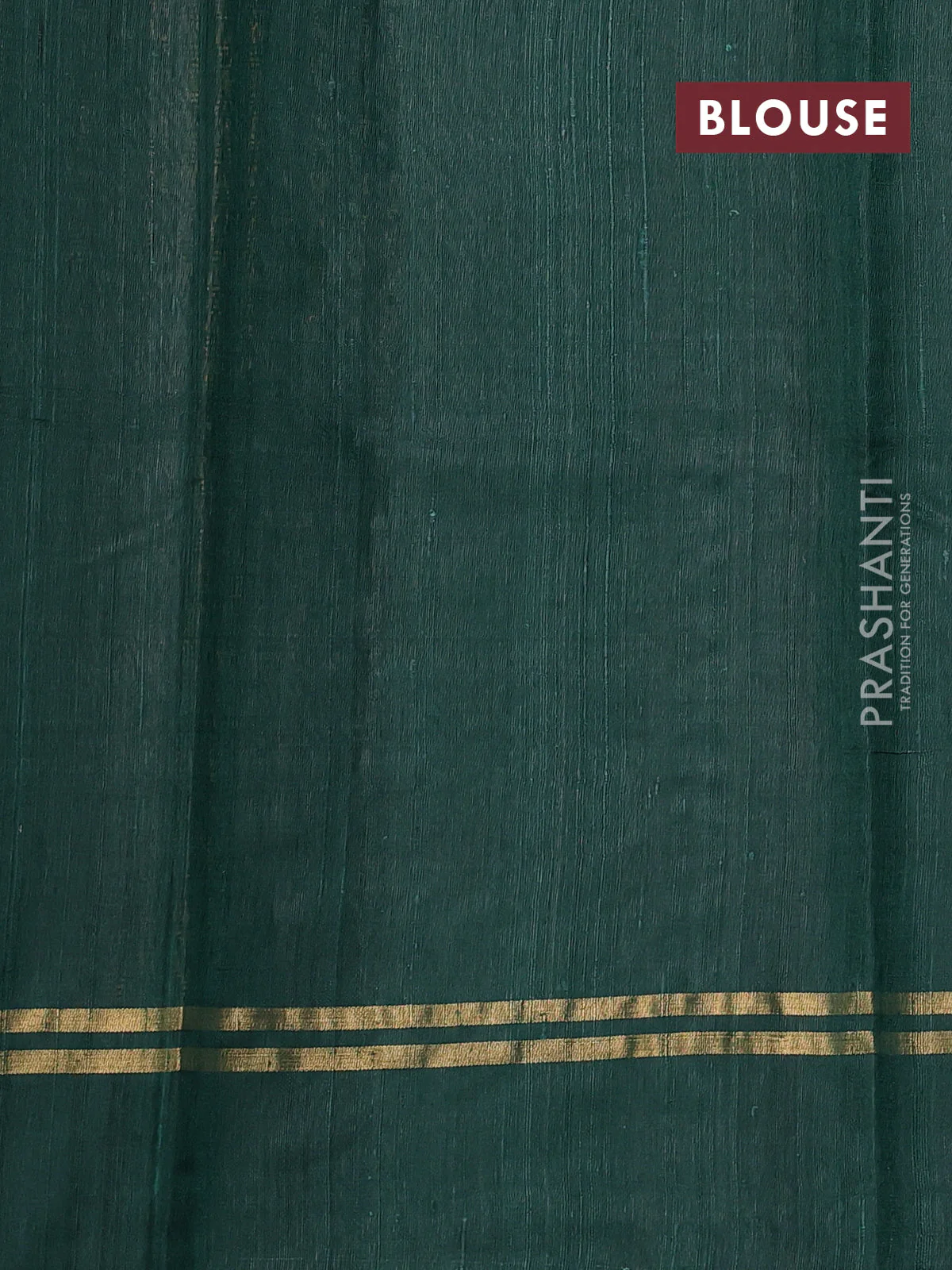 Pure dupion silk saree green with allover zari stripe pattern and simple border - Image 3