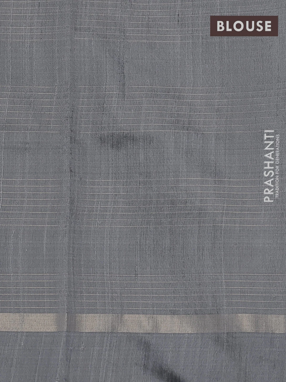 Pure dupion silk saree grey with allover zari woven checked pattern and zari woven butta border - Image 3