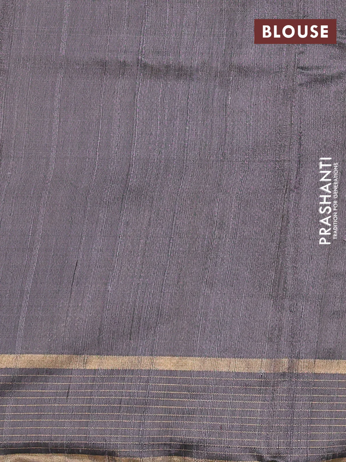 Pure dupion silk saree grey with zari woven buttas and zari woven checked border - Image 3