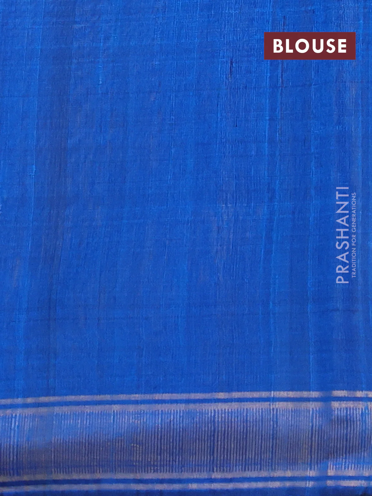 Pure dupion silk saree navy blue and cs blue with plain body and temple design zari woven border - Image 3