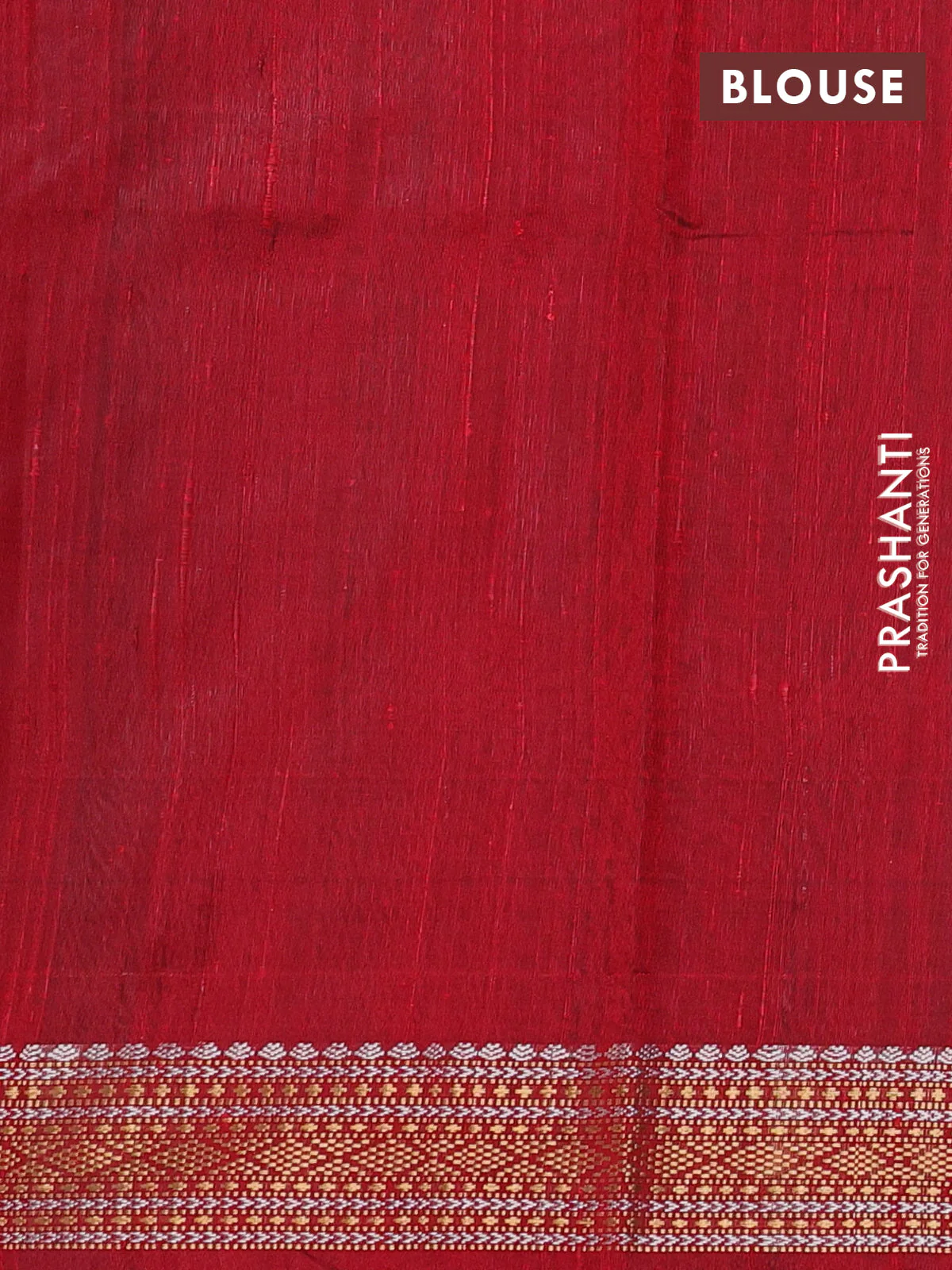 Pure dupion silk saree navy blue and maroon with plain body and silver & zari woven border - Image 3