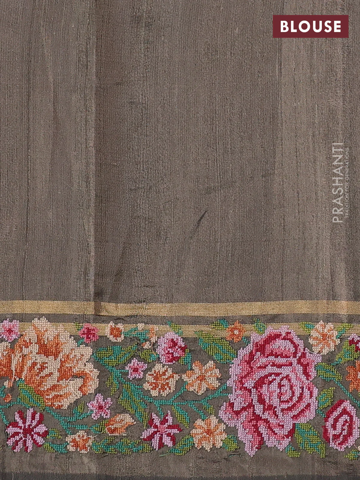 Pure dupion silk saree olive green shade with allover zari weaves and zari woven embroidery border - Image 4