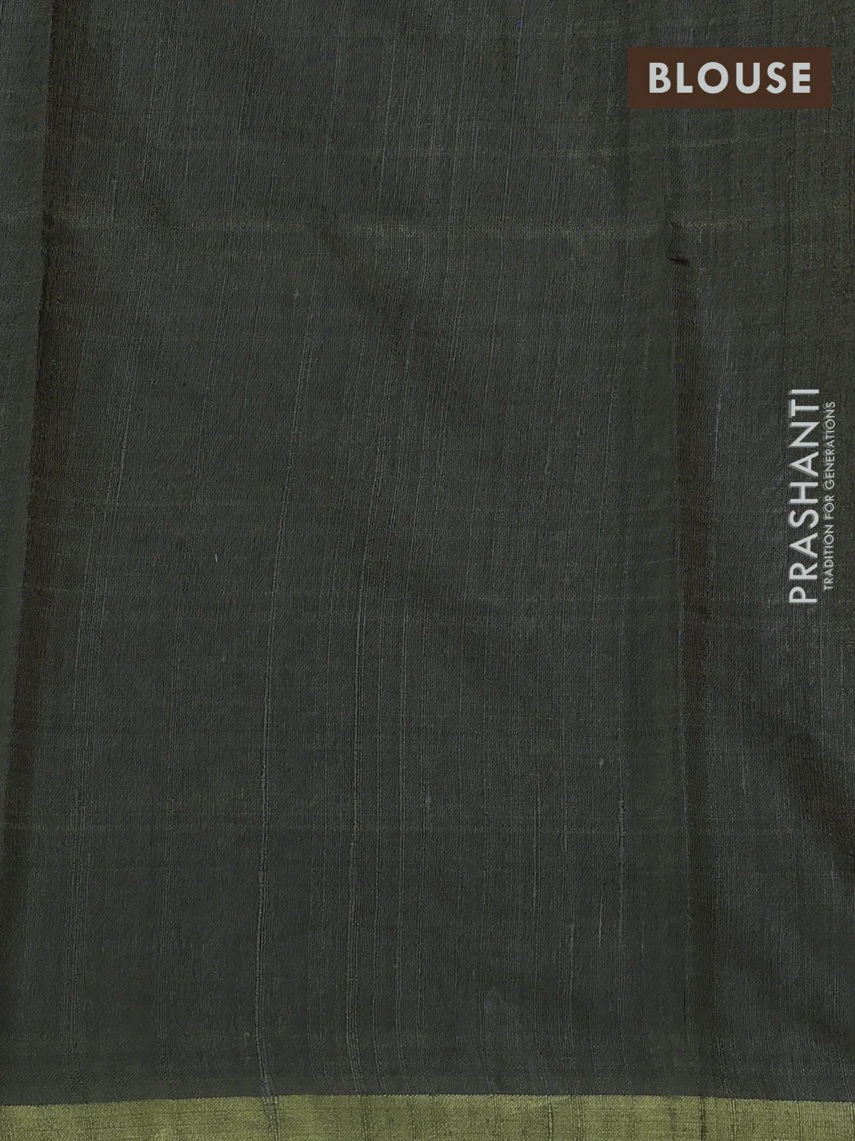 Pure dupion silk saree olive green with thread & zari floral buttas and zari woven border - Image 3