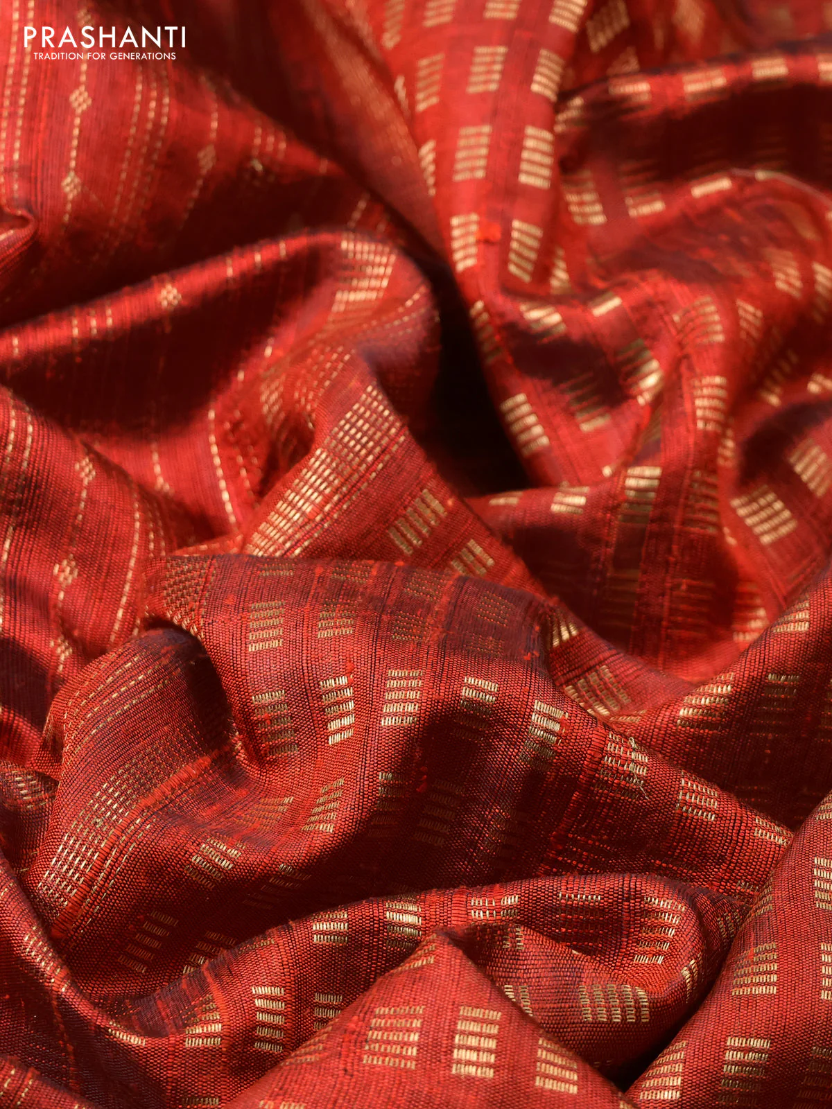 Pure dupion silk saree orange with allover zari weaves and zari woven floral embroidery border - Image 3