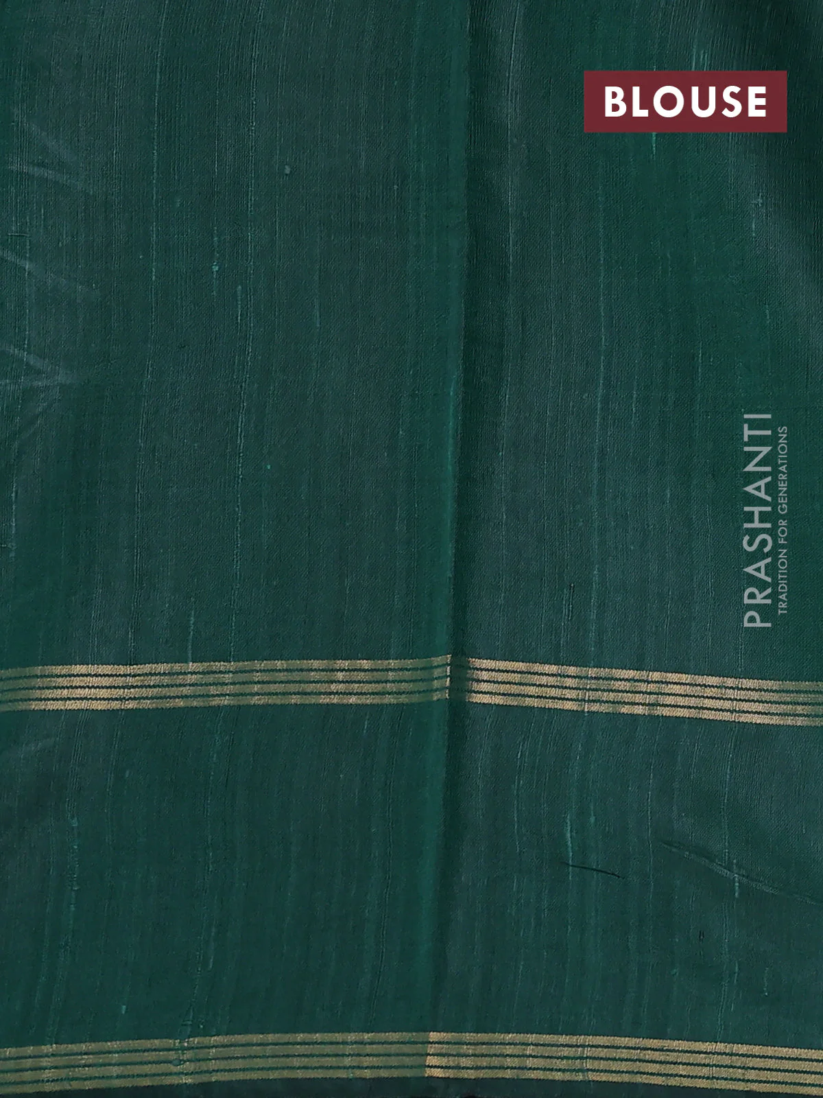 Pure dupion silk saree peacock green with allover zari weaves and rettapet zari woven border - Image 3