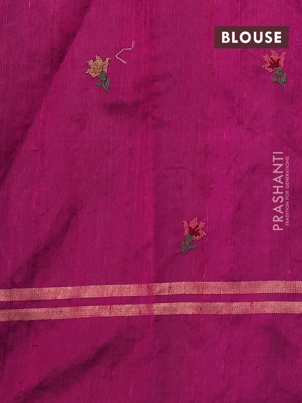 Pure dupion silk saree pink with allover zari weaves and zari woven floral embroidery border - Image 4