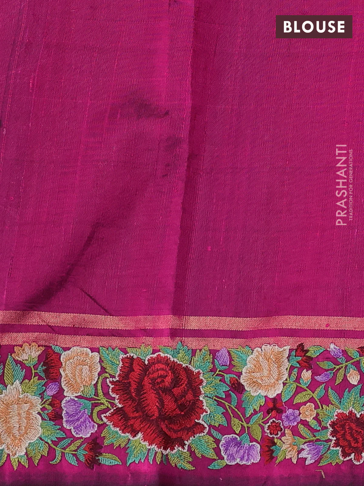 Pure dupion silk saree pink with allover zari weaves and zari woven floral embroidery border - Image 4