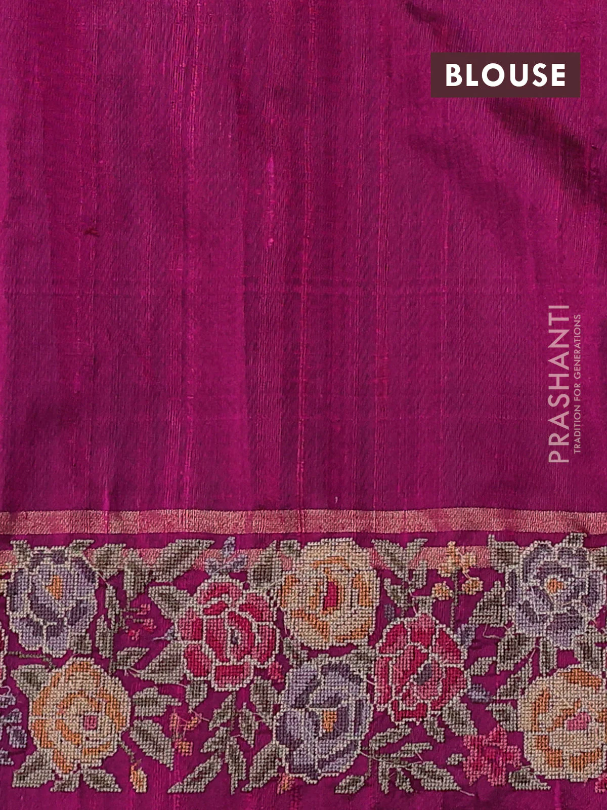 Pure dupion silk saree pink with allover zari woven buttas and zari woven floral embroidery border - Image 4