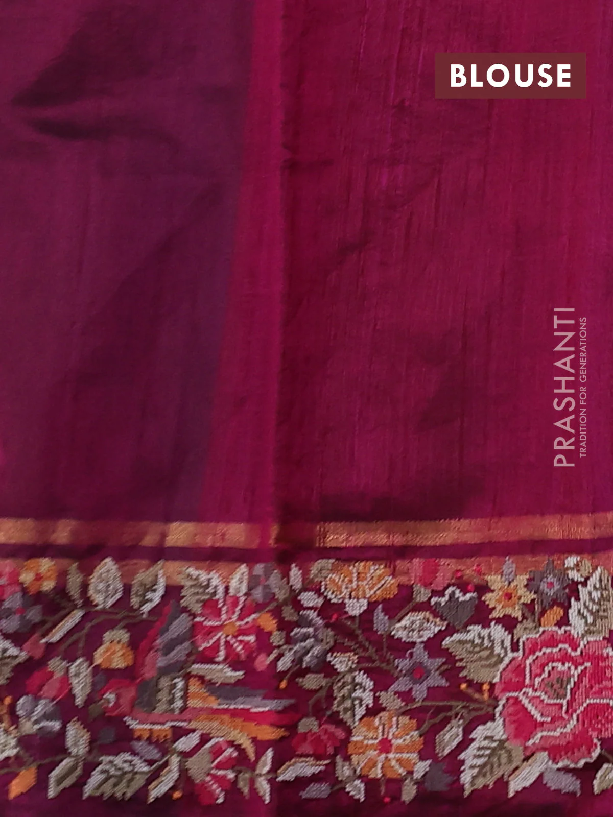 Pure dupion silk saree purple and pink with allover zari weaves and zari woven embroidery border - Image 4