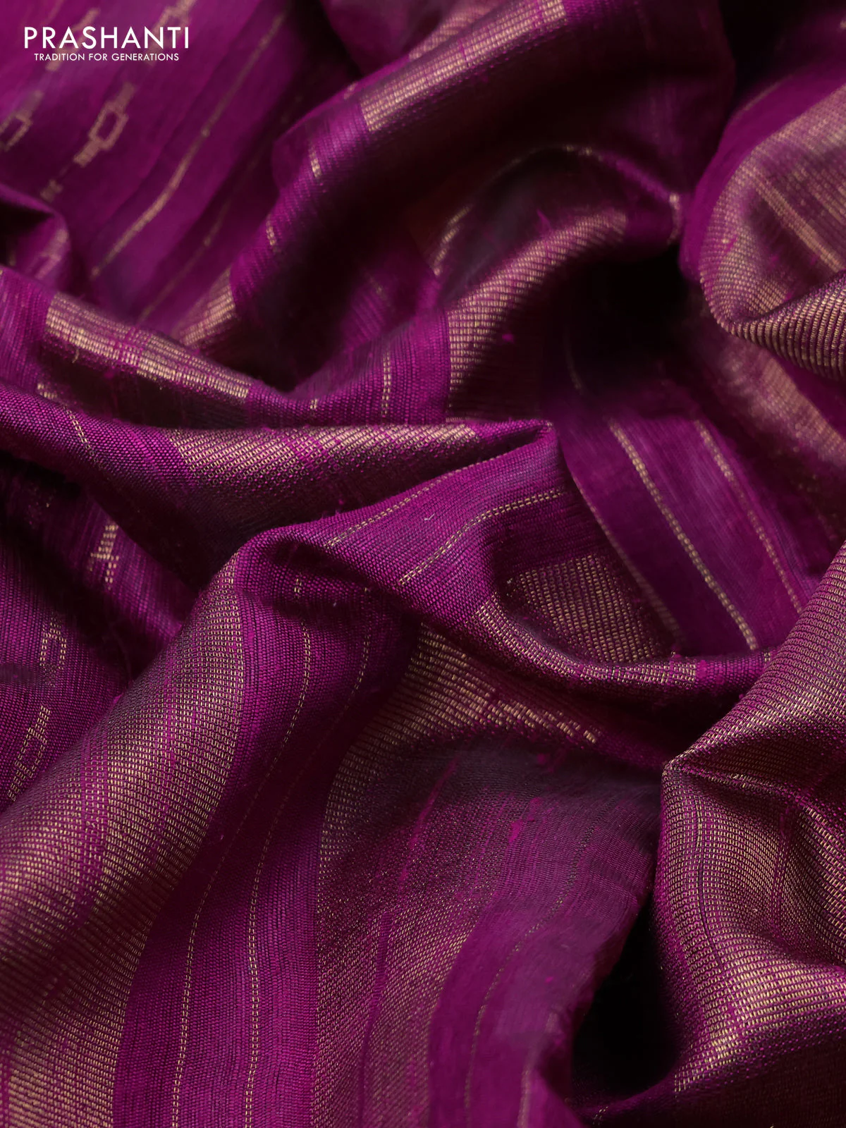 Pure dupion silk saree purple shade with allover zari weaves and zari woven embroidery border - Image 3