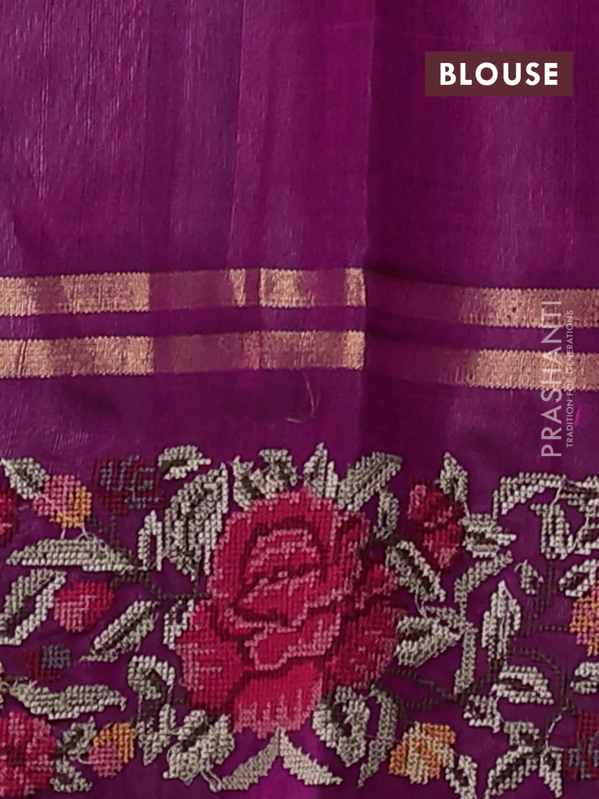 Pure dupion silk saree purple shade with allover zari weaves and zari woven embroidery border - Image 4
