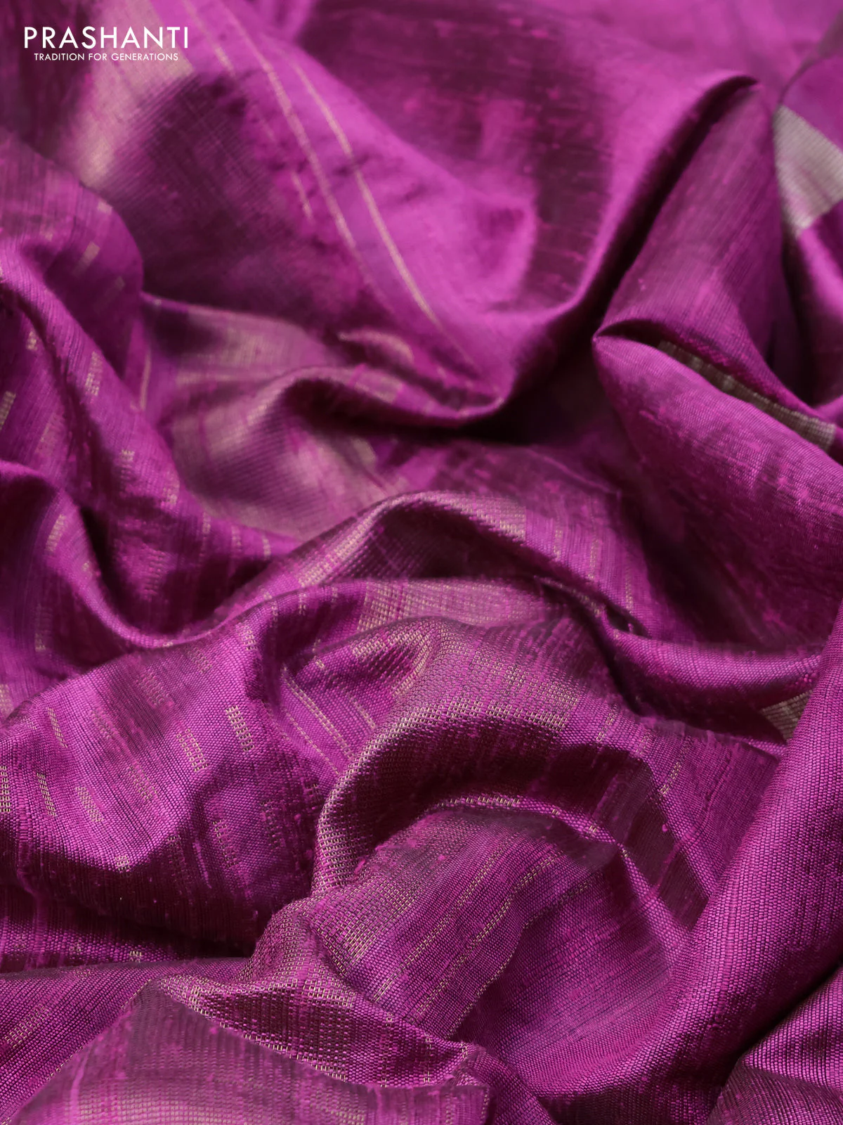 Pure dupion silk saree purple with allover zari weaves and zari woven floral embroidery border - Image 3