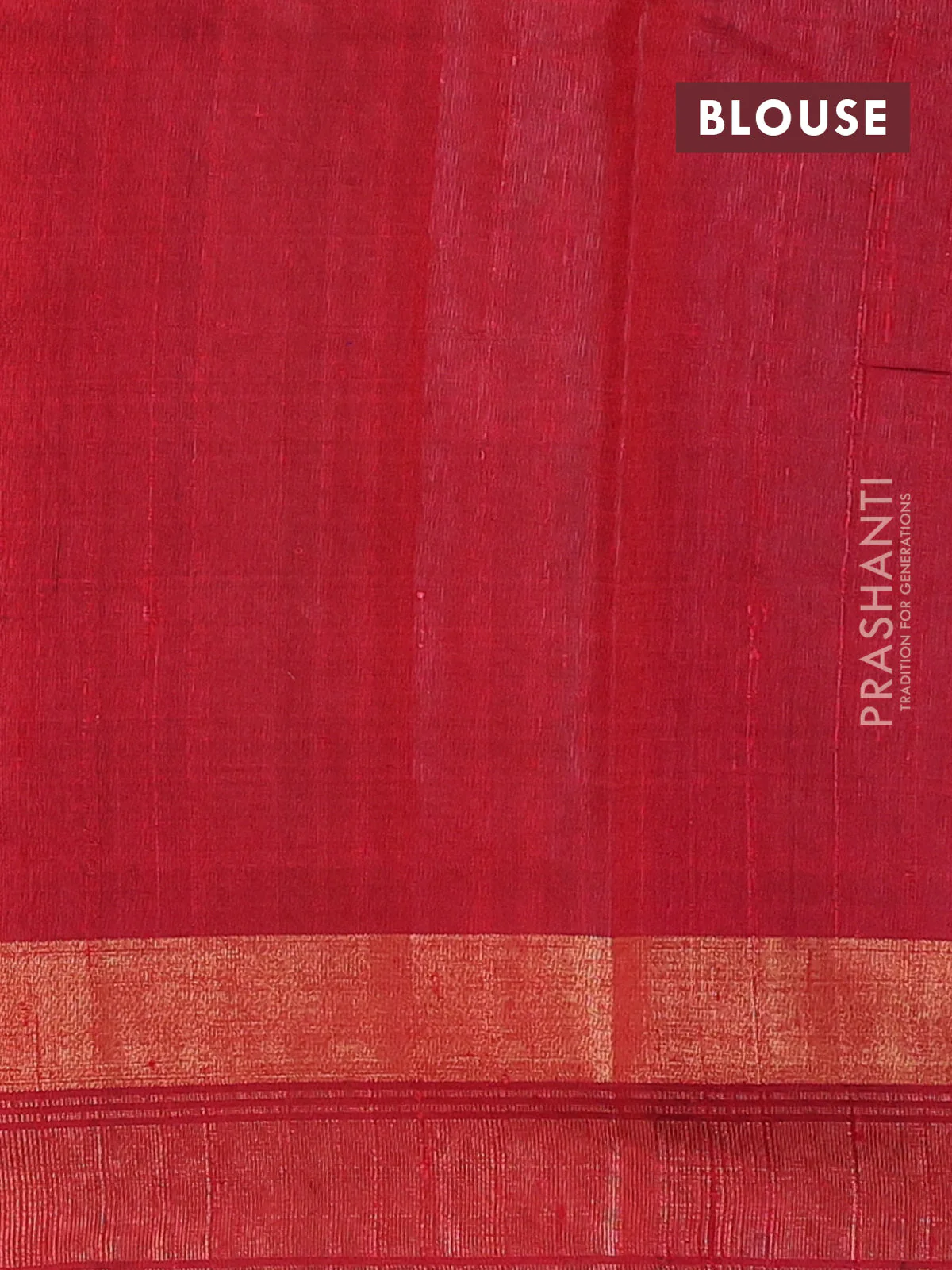 Pure dupion silk saree royal blue and red with plain body and temple design zari butta border - Image 3