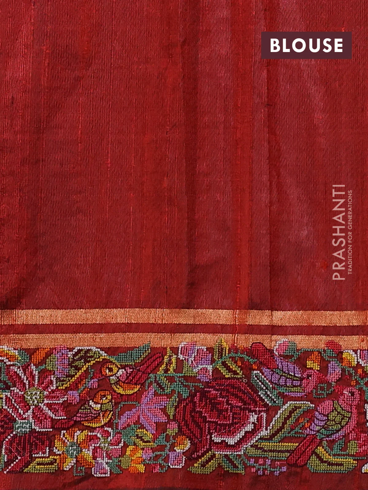 Pure dupion silk saree rustic orange with allover zari weaves and zari woven embroidery border - Image 4
