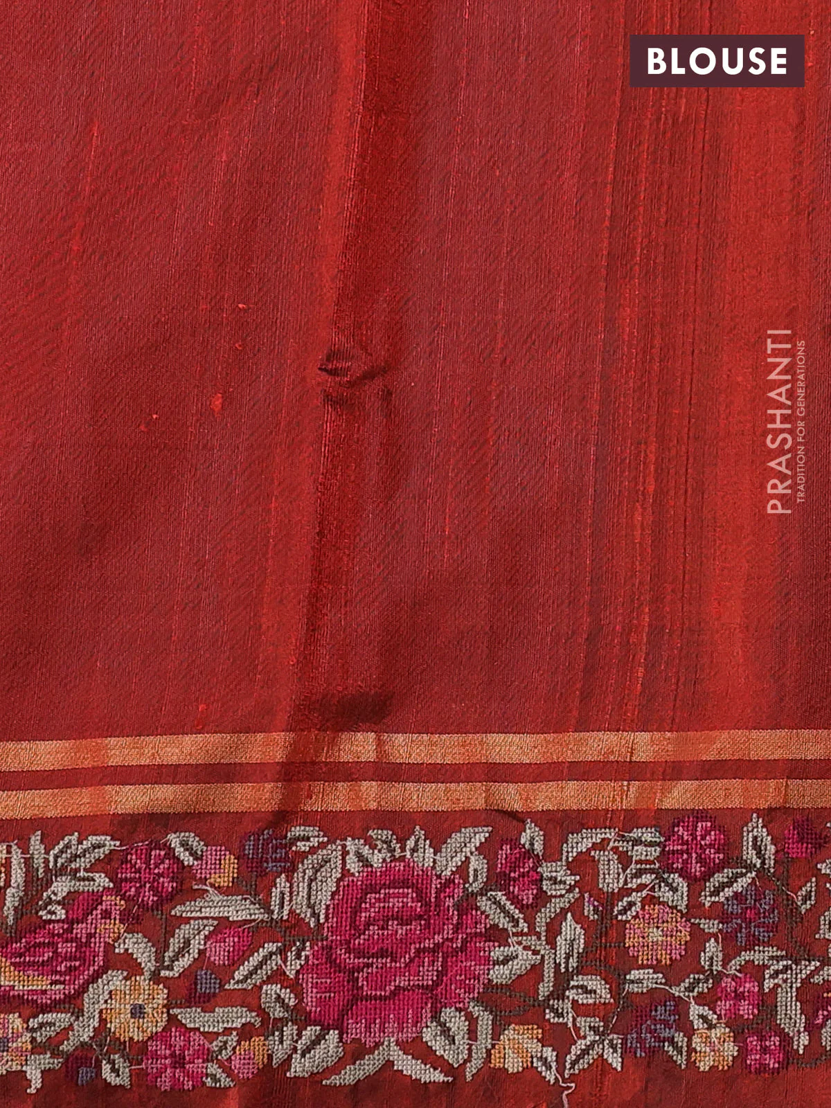 Pure dupion silk saree rustic orange with allover zari woven buttas and zari woven embroidery border - Image 4