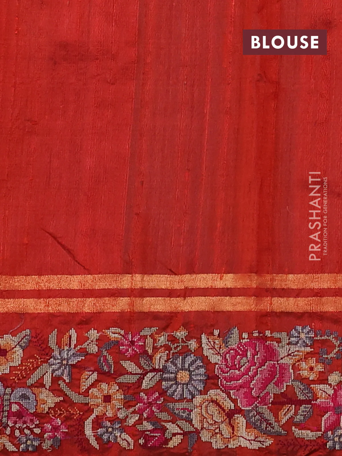 Pure dupion silk saree rustic orange with allover zari woven buttas and zari woven embroidery border - Image 4