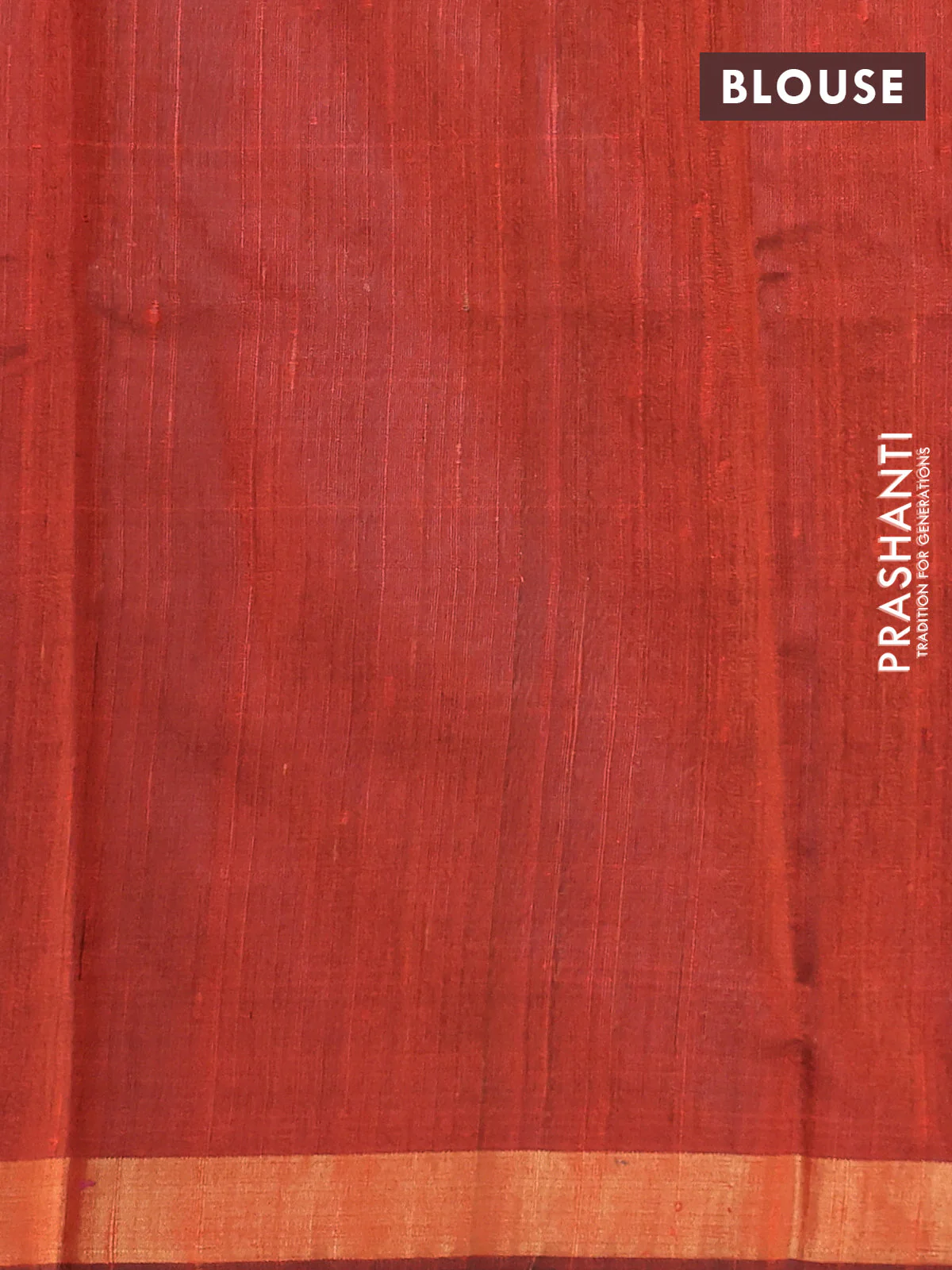 Pure dupion silk saree rustic orange with thread & zari woven paisley buttas and zari woven border - Image 3
